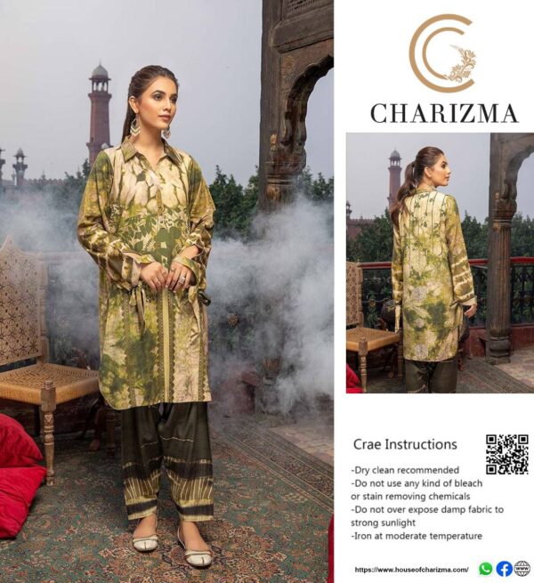 Charizma In mehandi colour dress