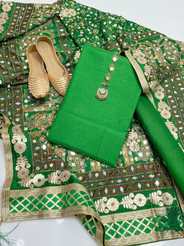 indian silk in green colour dress