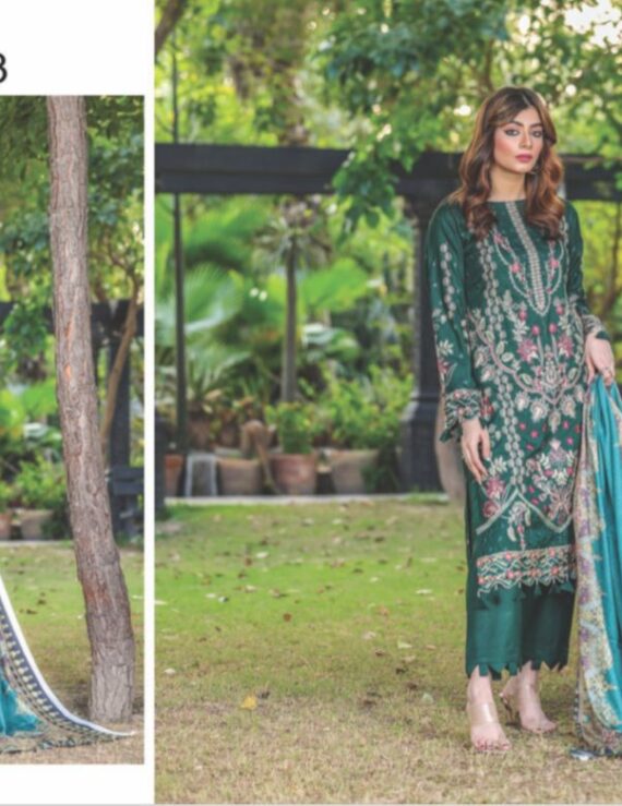 dhanak embroidered 3piece suit