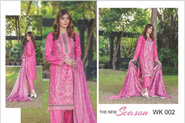 dhanak embroidered pink suit