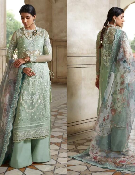 front chiffon embroidered