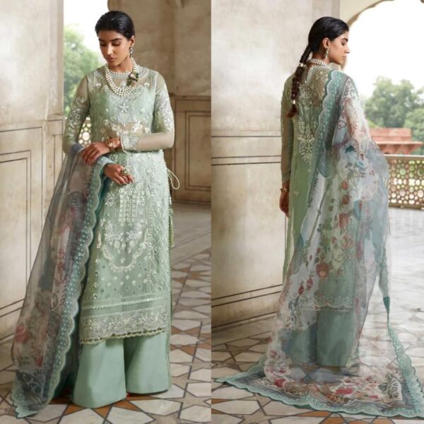 front chiffon embroidered