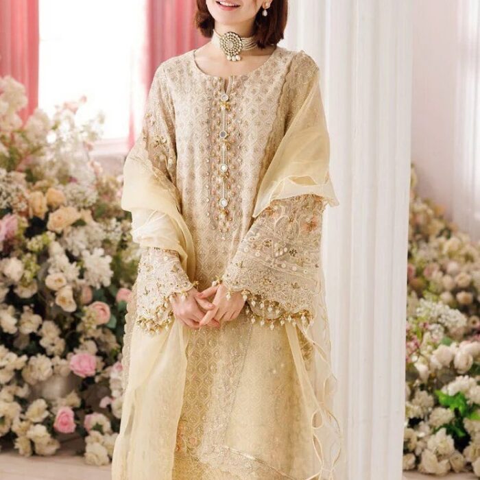 Chiffon Embroidered Suit